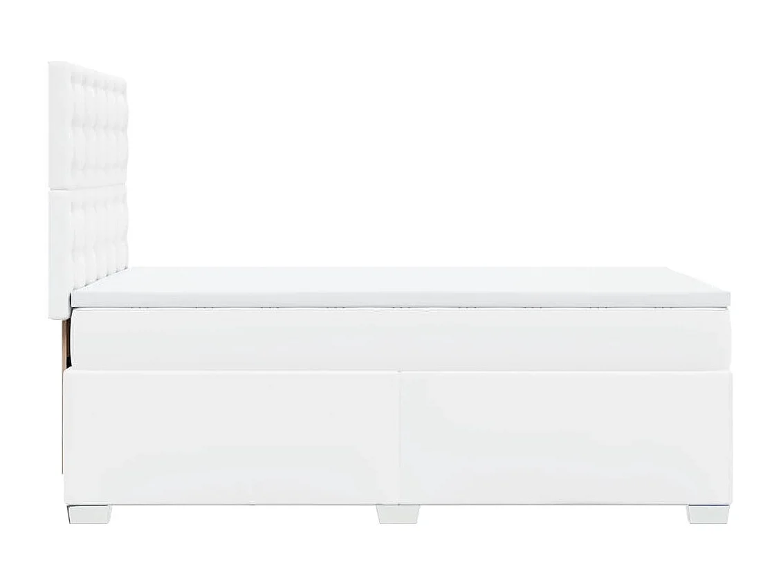 Cama box spring con colchón cuero sintético blanco 100x200 cm