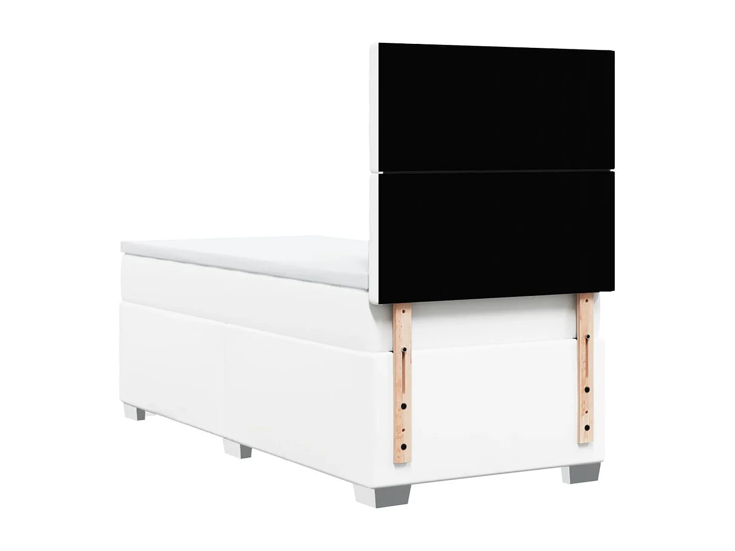 Cama box spring con colchón cuero sintético blanco 100x200 cm