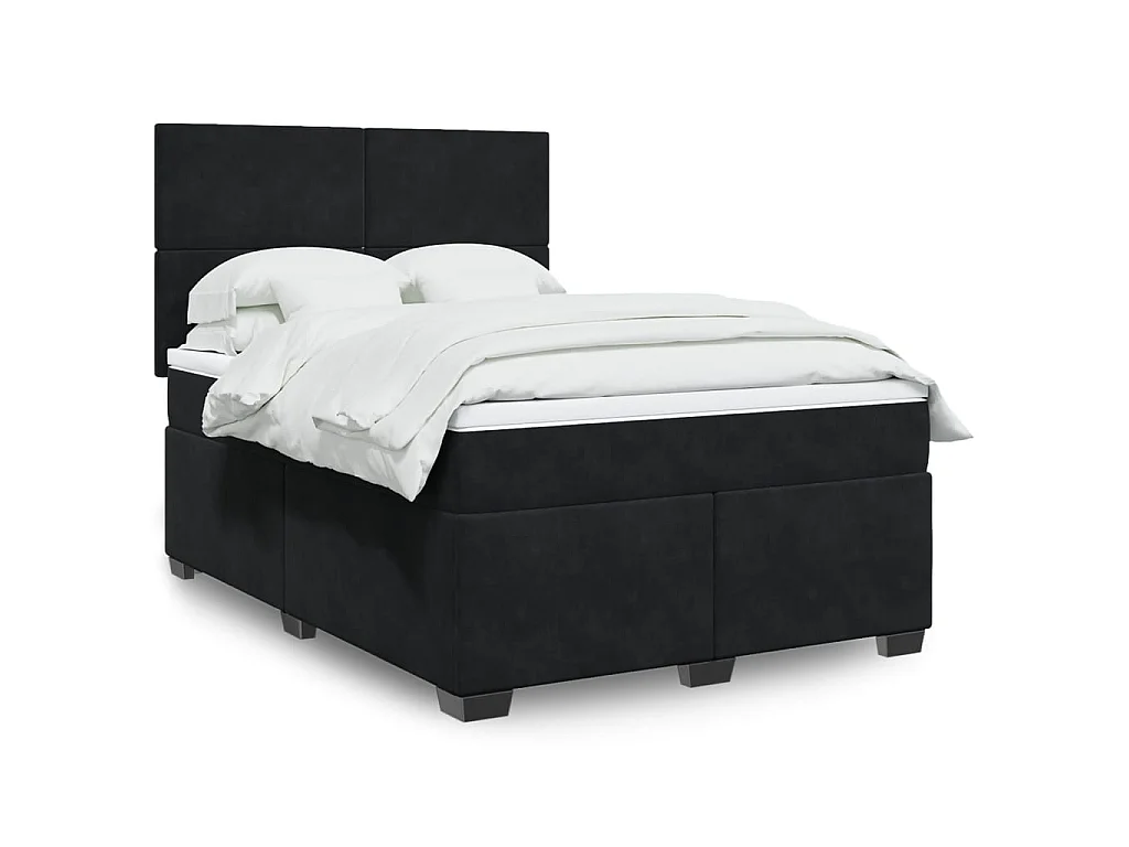 Giroletto a Molle con Materasso Nero 140x190 cm in Velluto