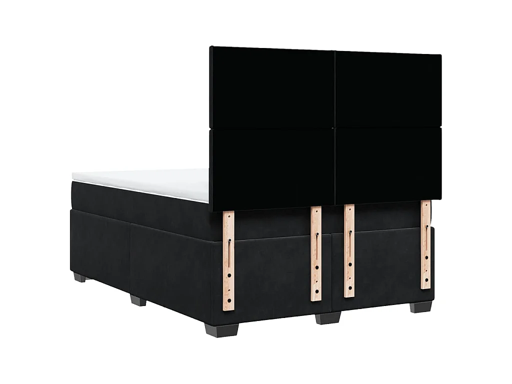 Giroletto a Molle con Materasso Nero 140x190 cm in Velluto