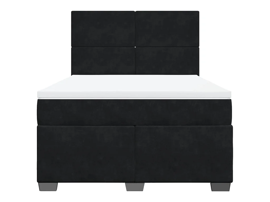 Sommier à lattes de lit avec matelas Noir 140x190 cm Velours