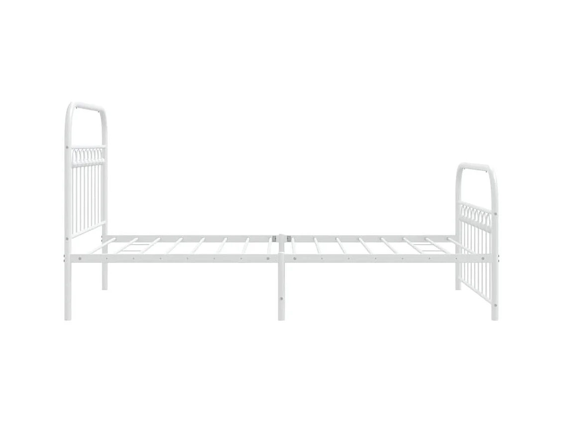Cadre de lit métal sans matelas et pied de lit blanc 100x190 cm