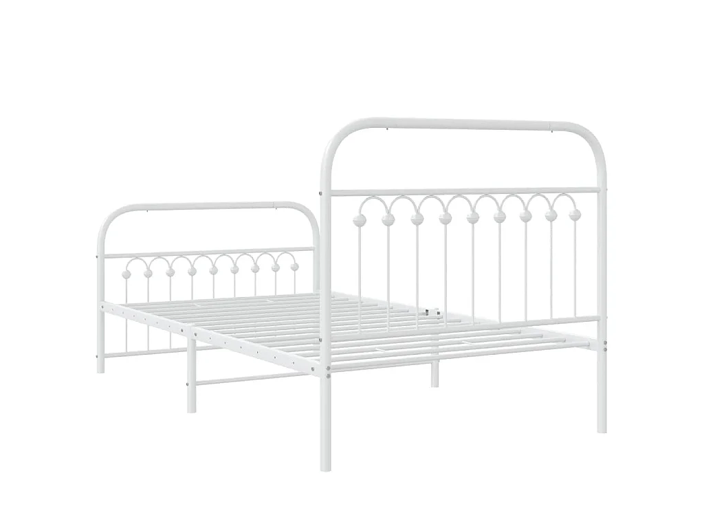 Bedframe met hoofd- en voeteneinde metaal wit 100x190 cm