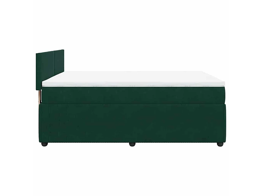 Cama com molas/colchão 160x200 cm veludo verde-escuro