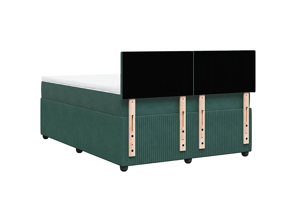 Cama com molas/colchão 160x200 cm veludo verde-escuro