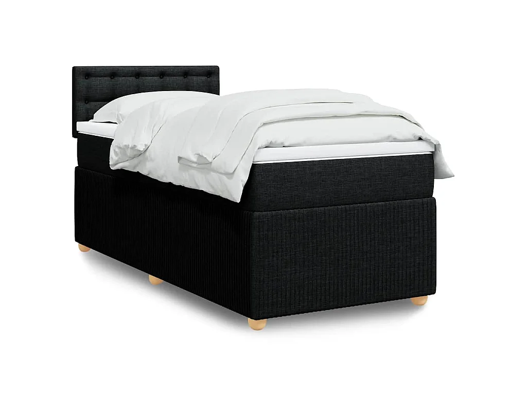 Boxspringbett mit Matratze Schwarz 90x190 cm Stoff
