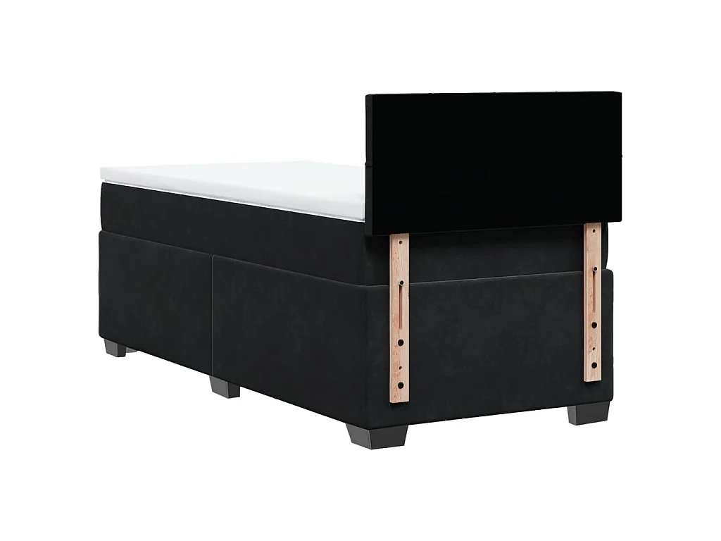 Cama box spring con colchón terciopelo negro 80x200 cm