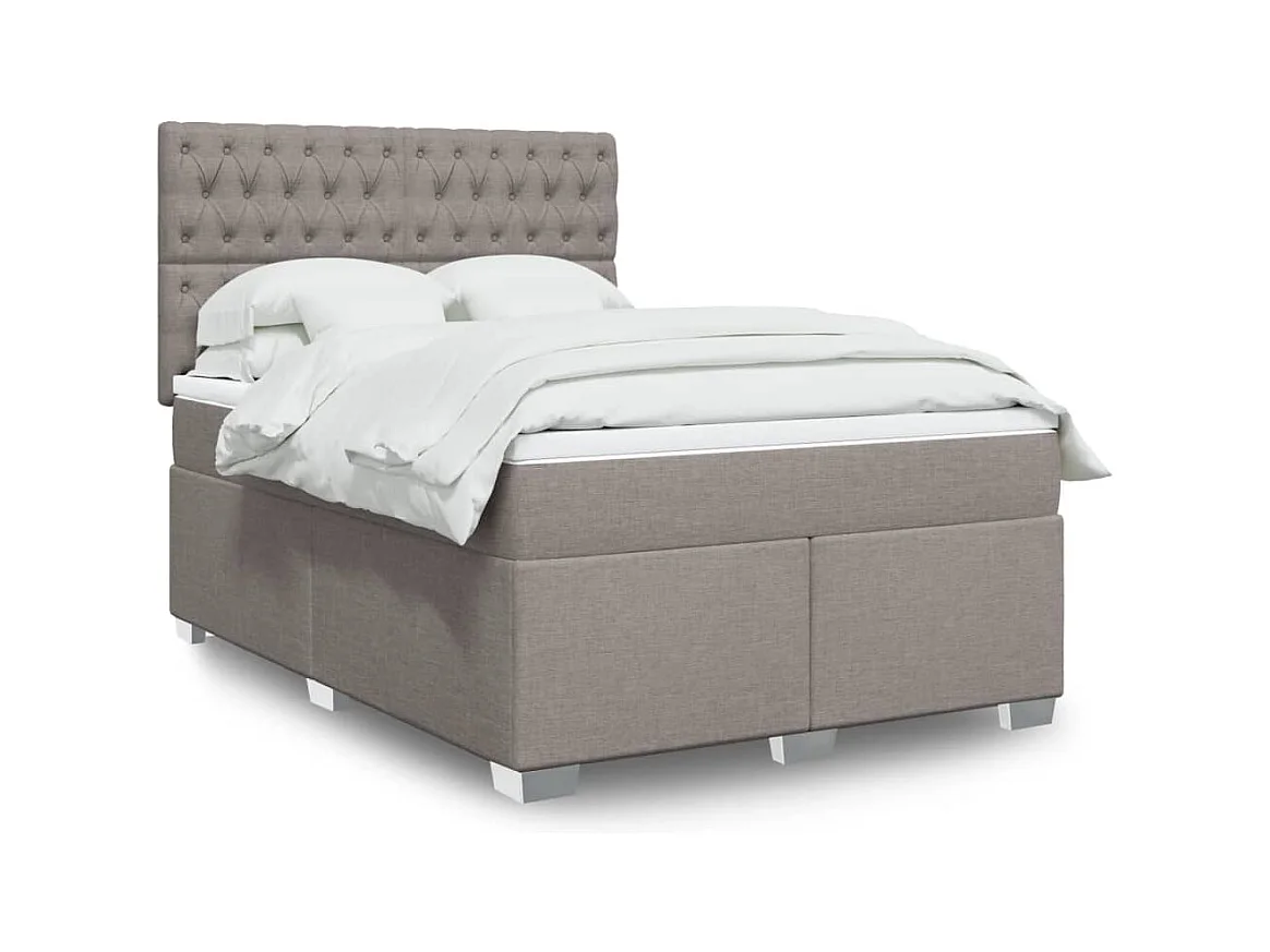 Sommier à lattes de lit avec matelas Taupe 140x190 cm Tissu