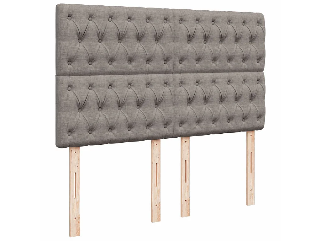 Cama box spring con colchón tela gris taupe 140x190 cm
