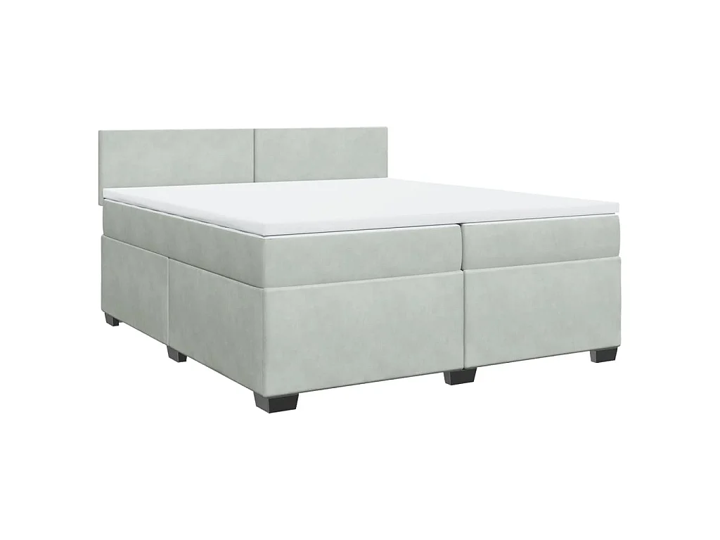 Boxspring met matras fluweel lichtgrijs 200x200 cm