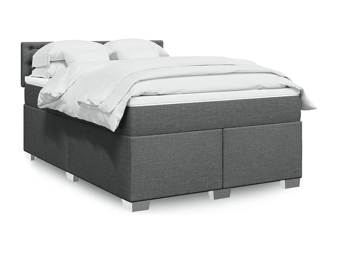 Boxspringbett mit Matratze Dunkelgrau 140x200 cm Stoff