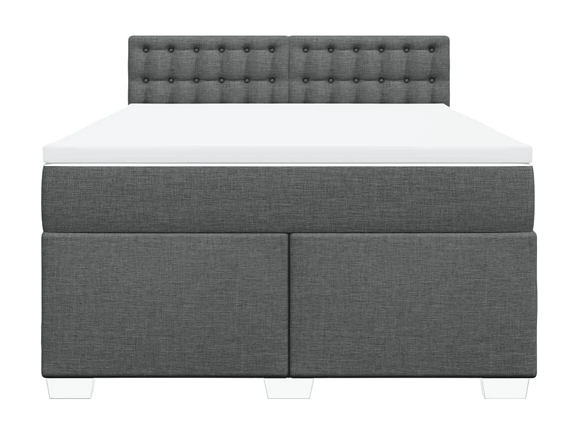Cama box spring con colchón tela gris oscuro 140x200 cm
