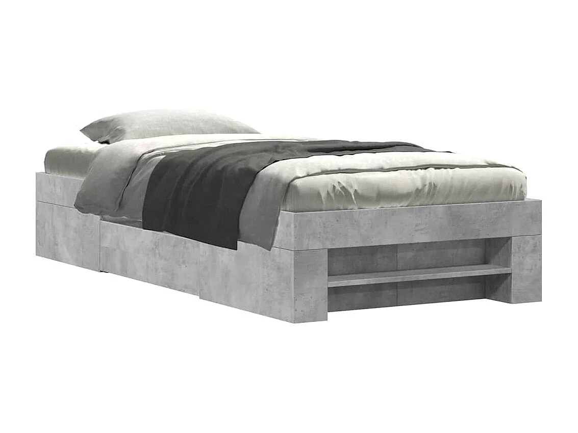 Cadre de lit sans matelas gris béton 100x200 cm bois ingénierie