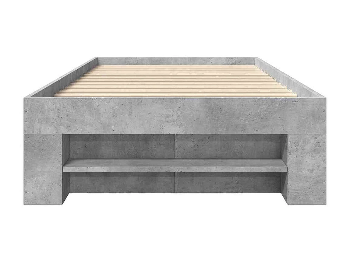 Cadre de lit sans matelas gris béton 100x200 cm bois ingénierie