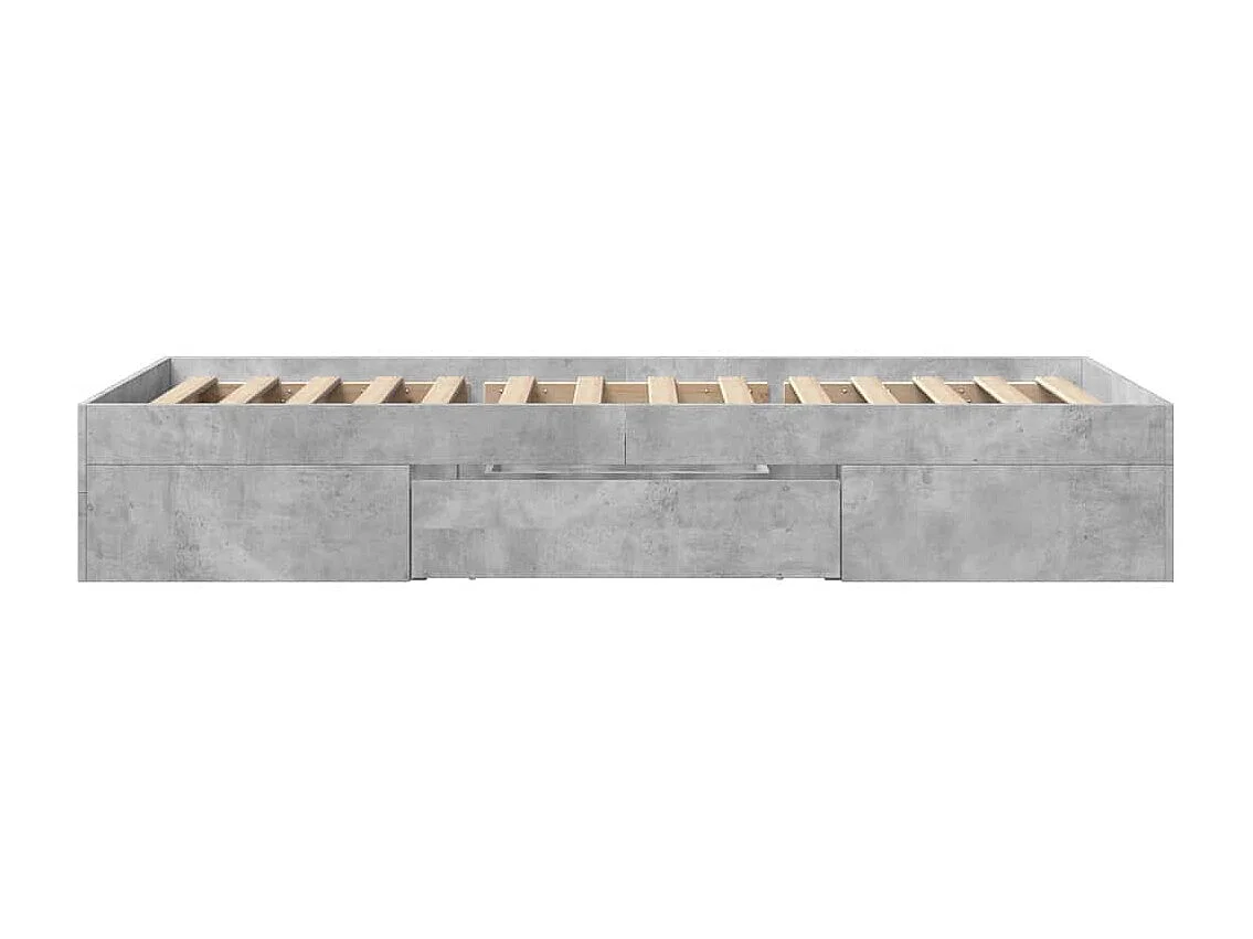 Cadre de lit sans matelas gris béton 100x200 cm bois ingénierie