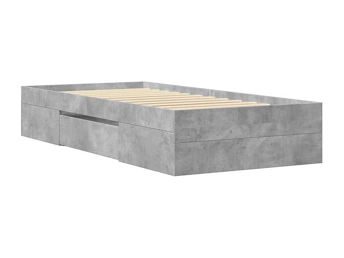 Cadre de lit sans matelas gris béton 100x200 cm bois ingénierie