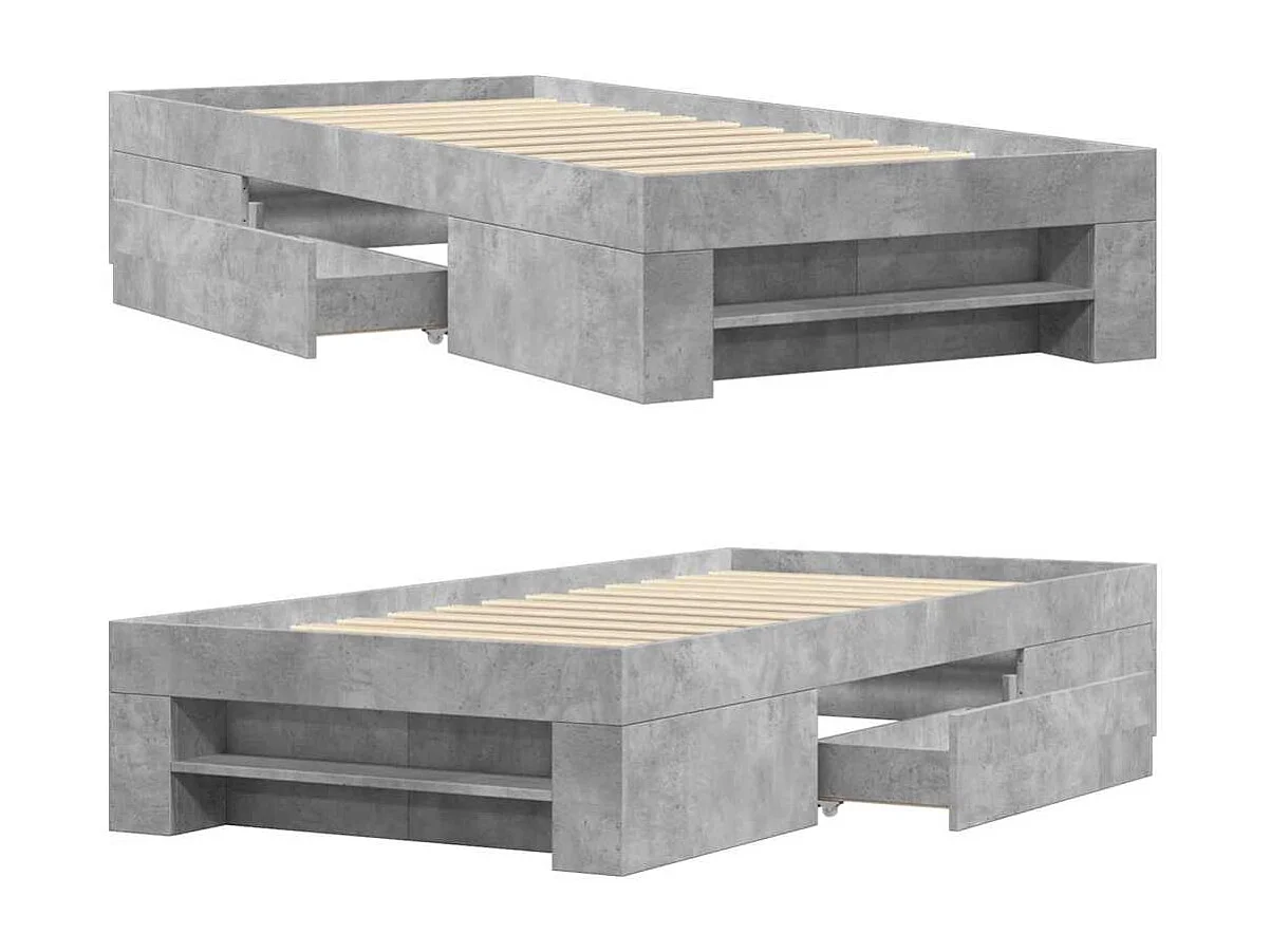 Cadre de lit sans matelas gris béton 100x200 cm bois ingénierie