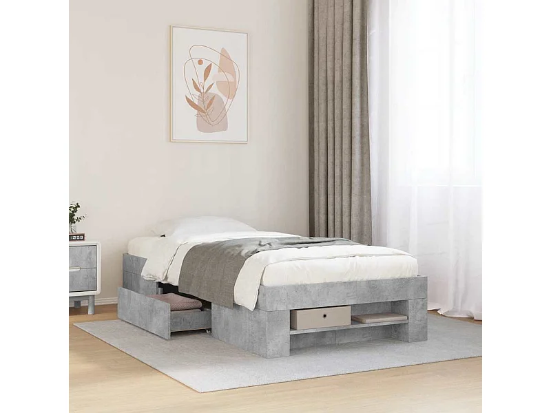 Cadre de lit sans matelas gris béton 100x200 cm bois ingénierie