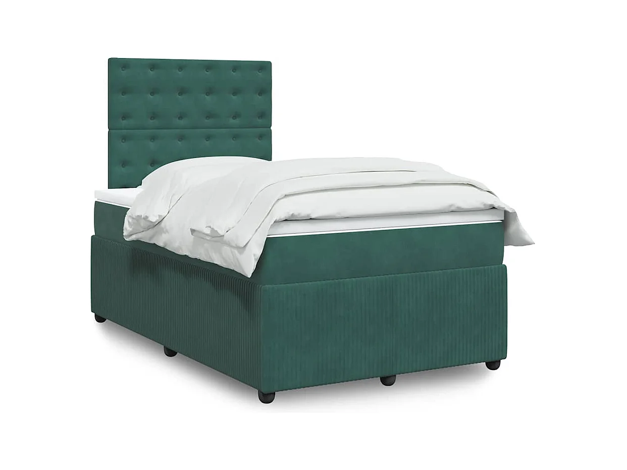 Sommier à lattes de lit et matelas Vert foncé 120x200cm Velours