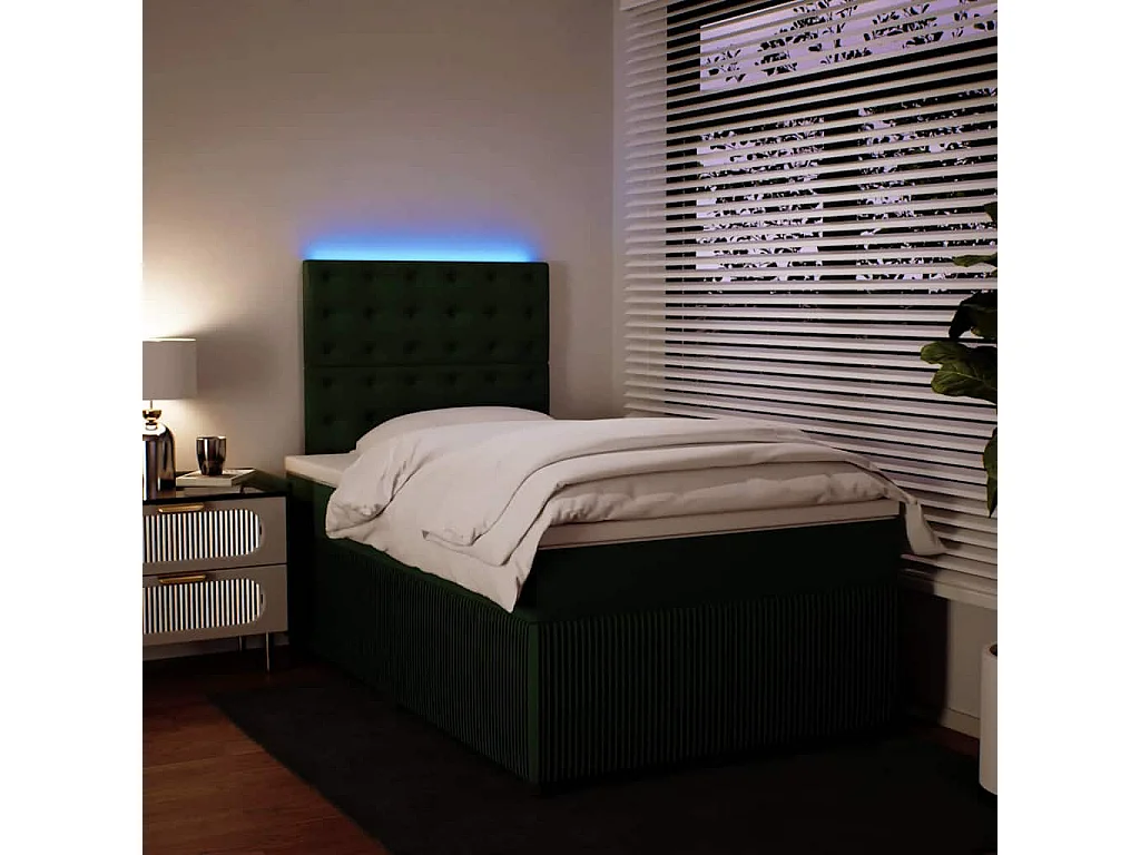 Sommier à lattes de lit et matelas Vert foncé 120x200cm Velours