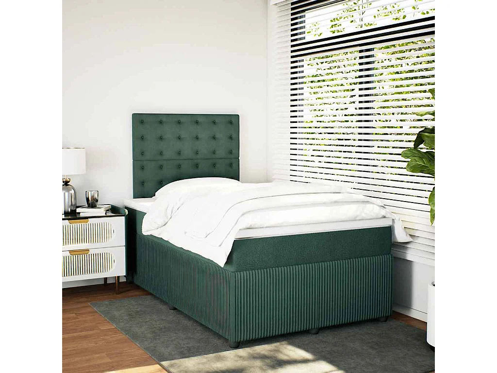 Sommier à lattes de lit et matelas Vert foncé 120x200cm Velours