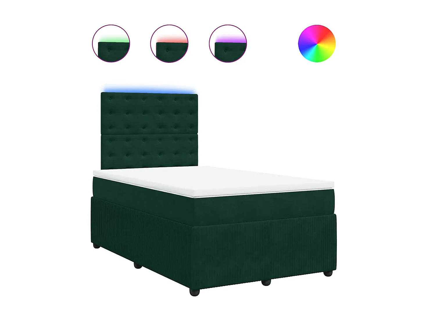 Sommier à lattes de lit et matelas Vert foncé 120x200cm Velours