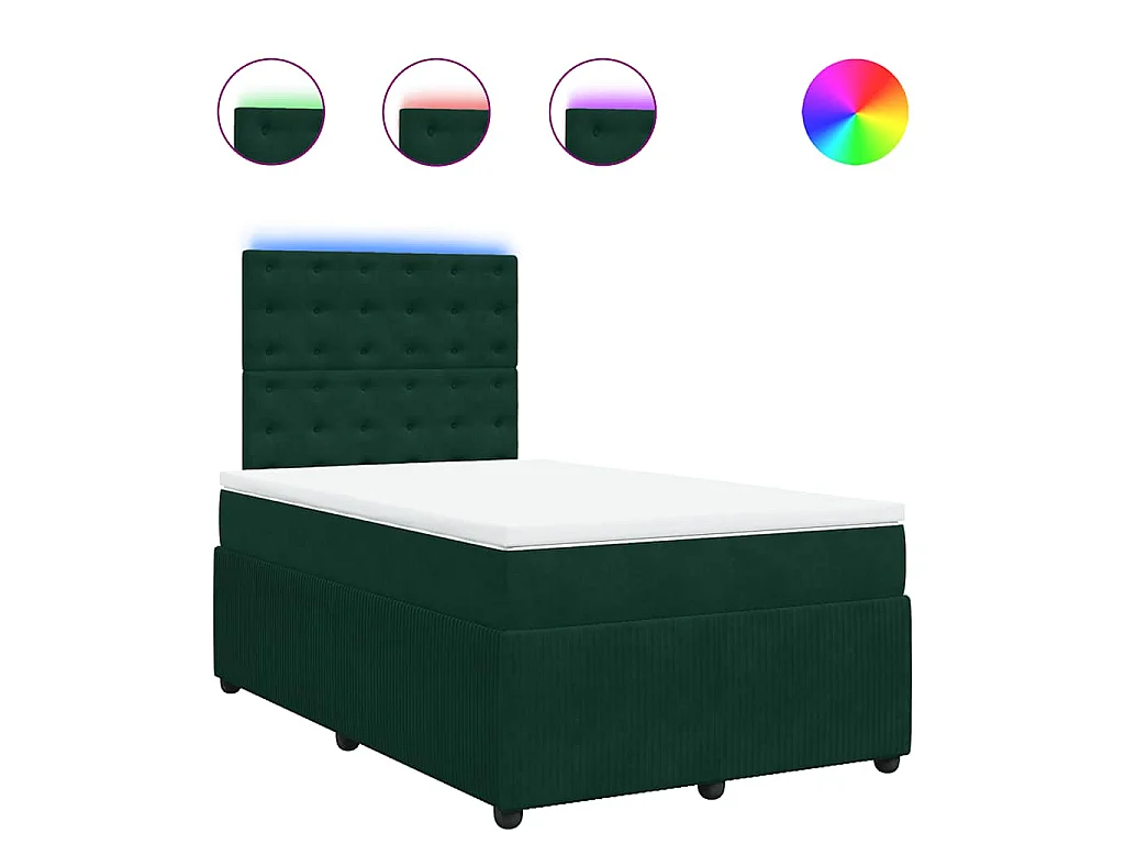 Cama box spring con colchón terciopelo verde oscuro 120x200 cm