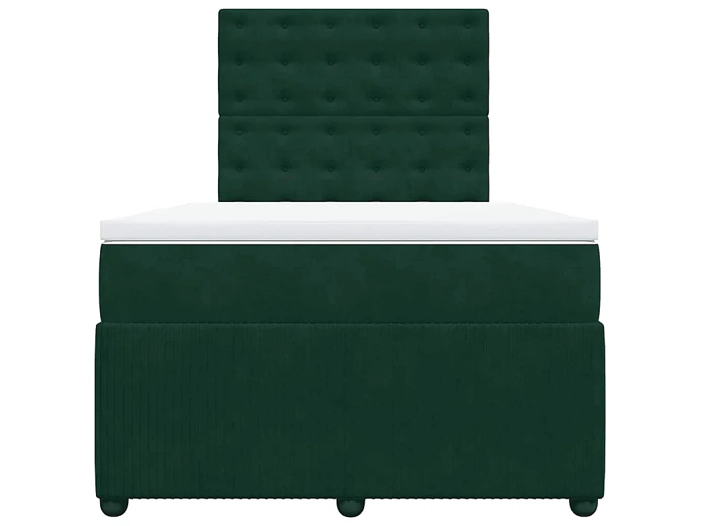 Cama box spring con colchón terciopelo verde oscuro 120x200 cm