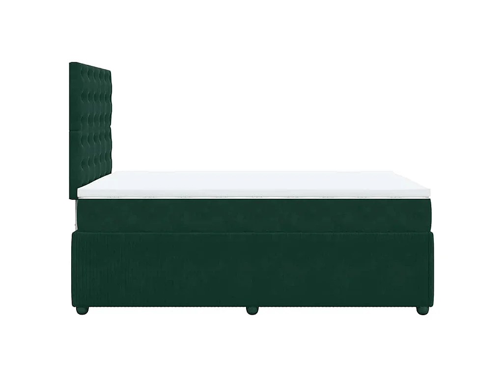 Cama box spring con colchón terciopelo verde oscuro 120x200 cm