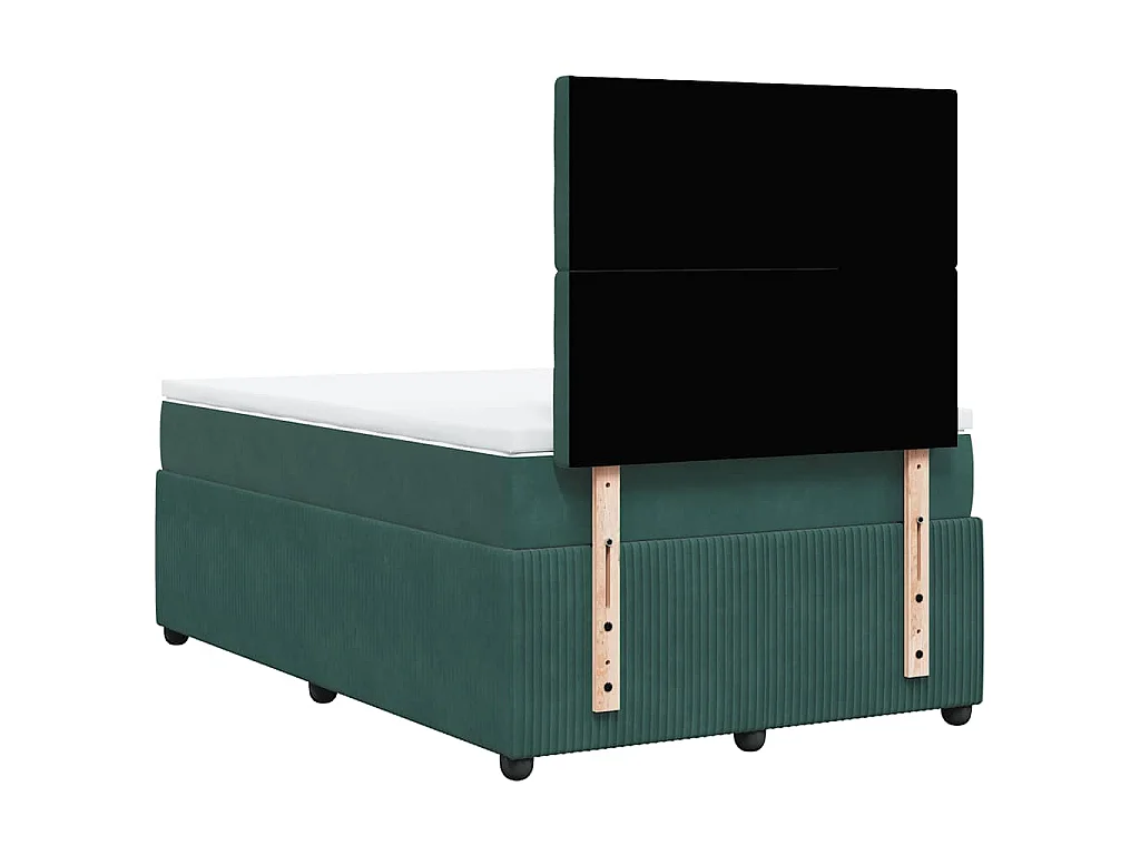 Cama box spring con colchón terciopelo verde oscuro 120x200 cm
