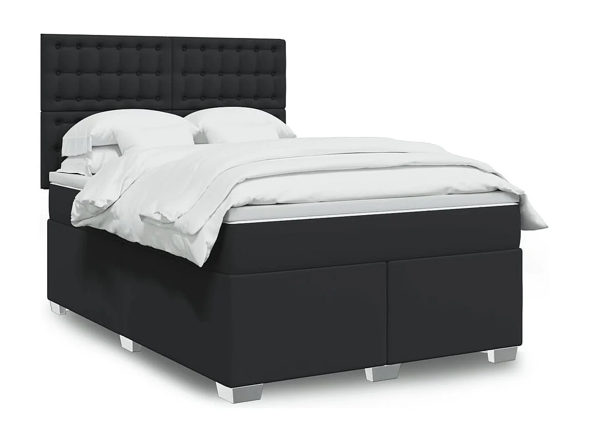 Giroletto a Molle con Materasso Nero 160x200 cm in Similpelle