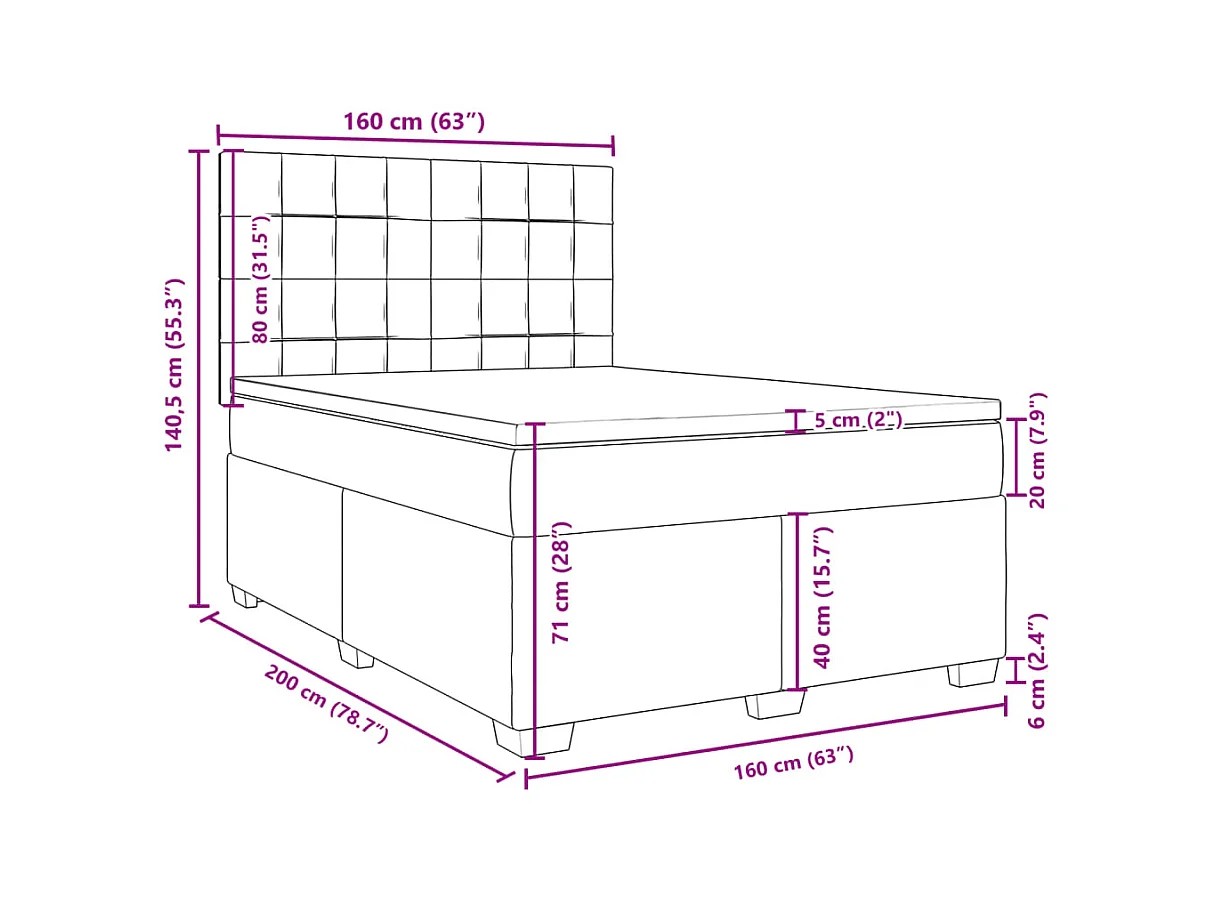 Sommier à lattes de lit avec matelas Taupe 160x200 cm Tissu