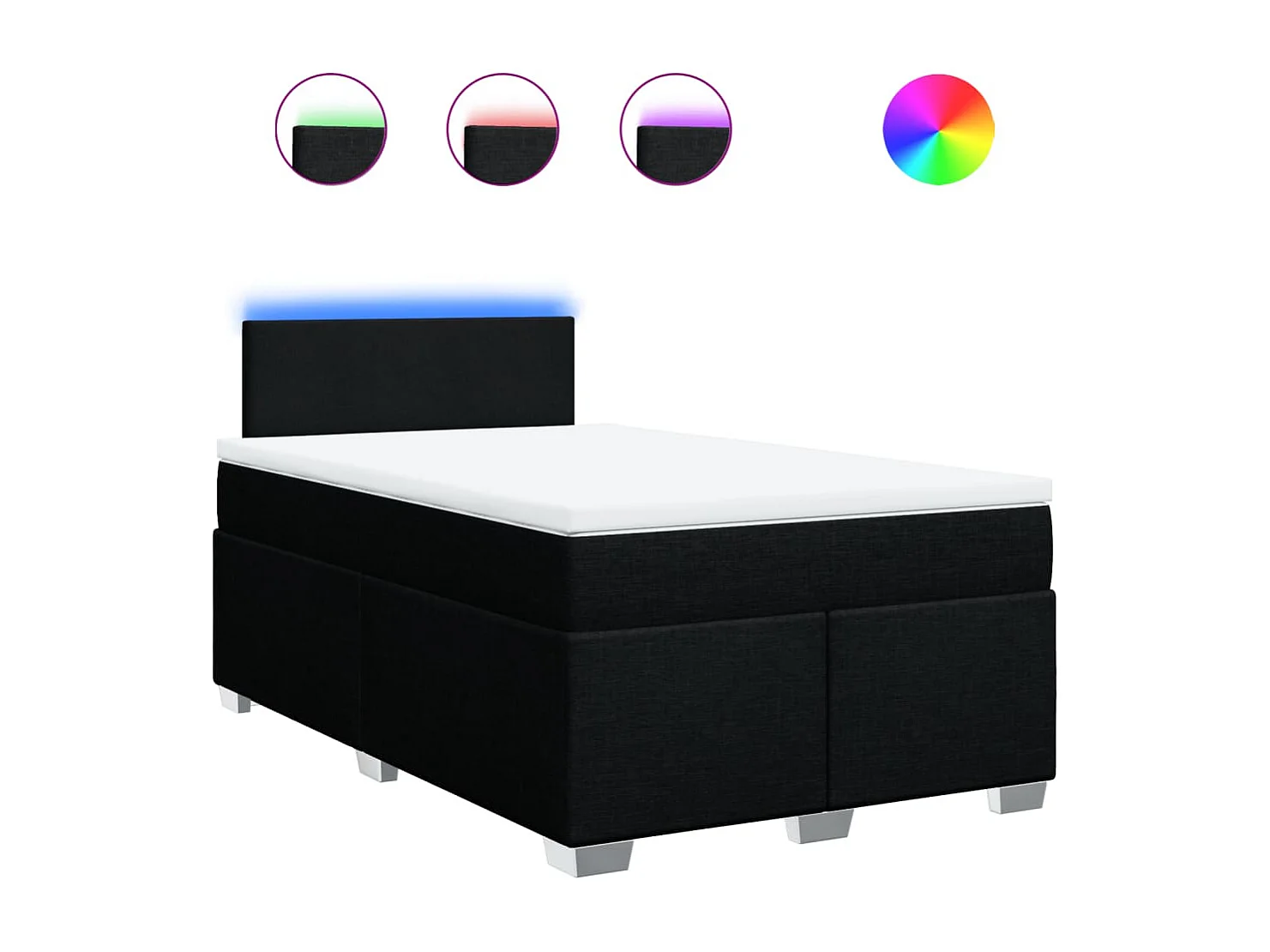 Cama boxspring com colchão 120x190 cm tecido preto
