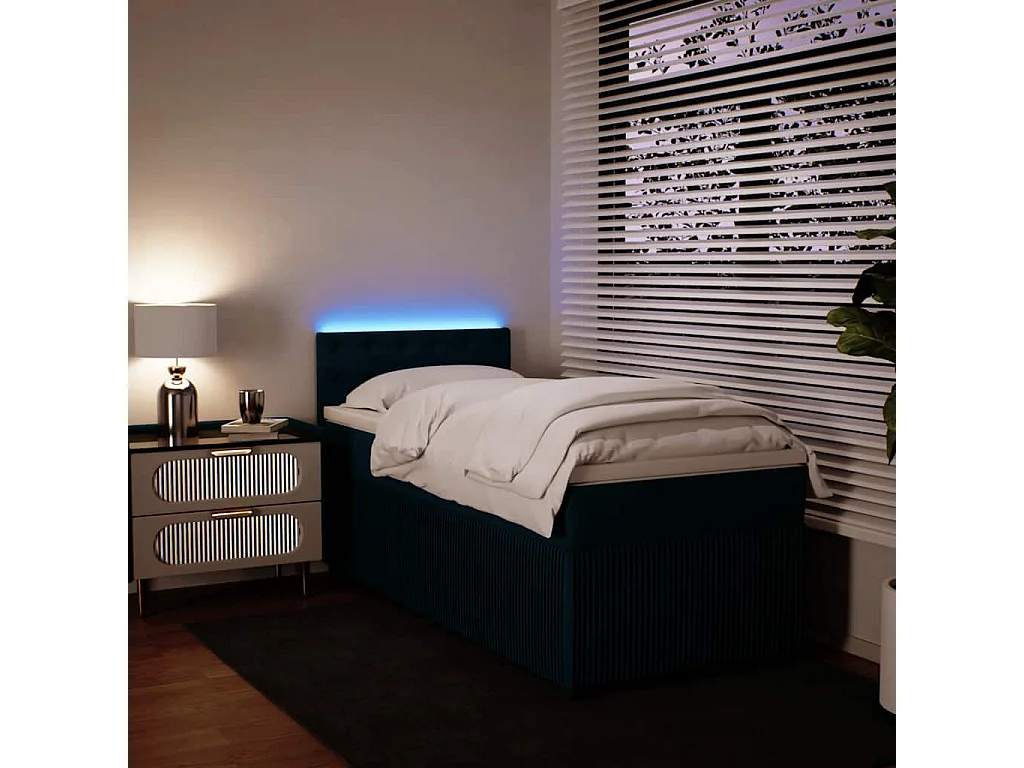 Sommier à lattes de lit avec matelas bleu 80x200 cm velours