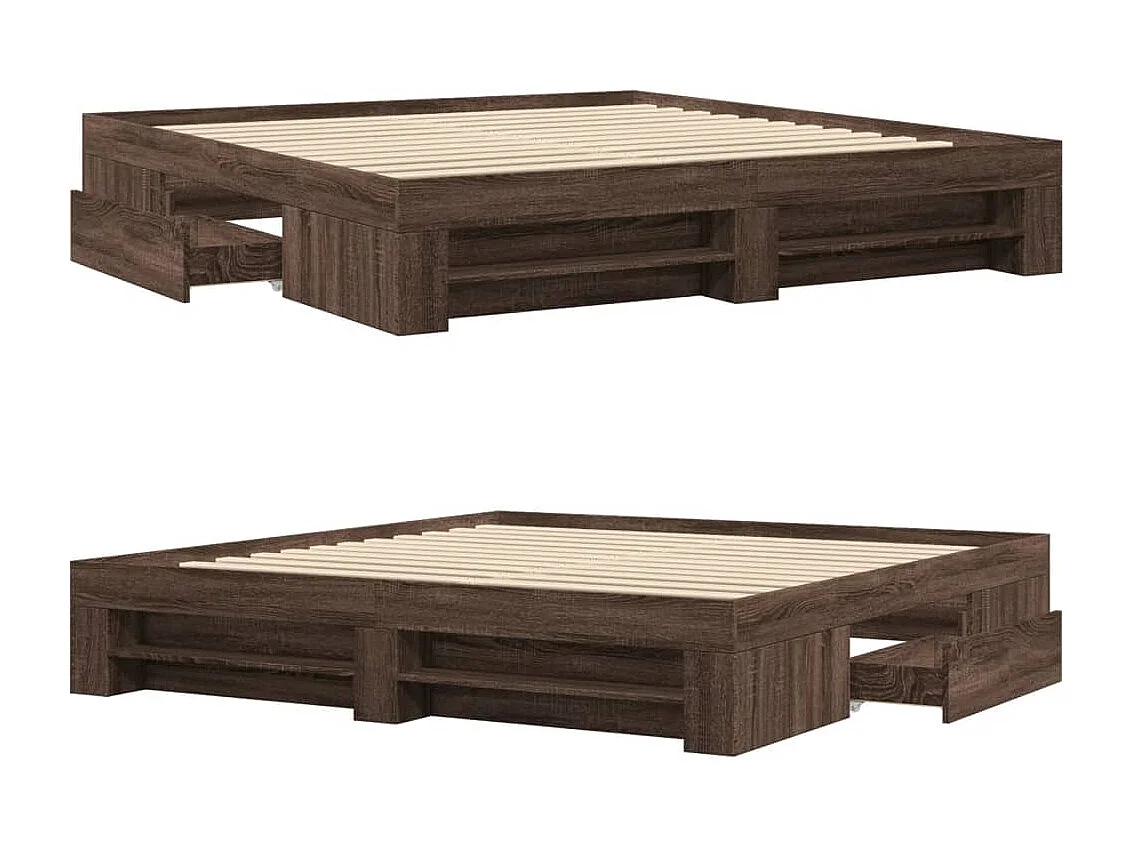 Estrutura cama sem colchão 200x200 cm carvalho castanho