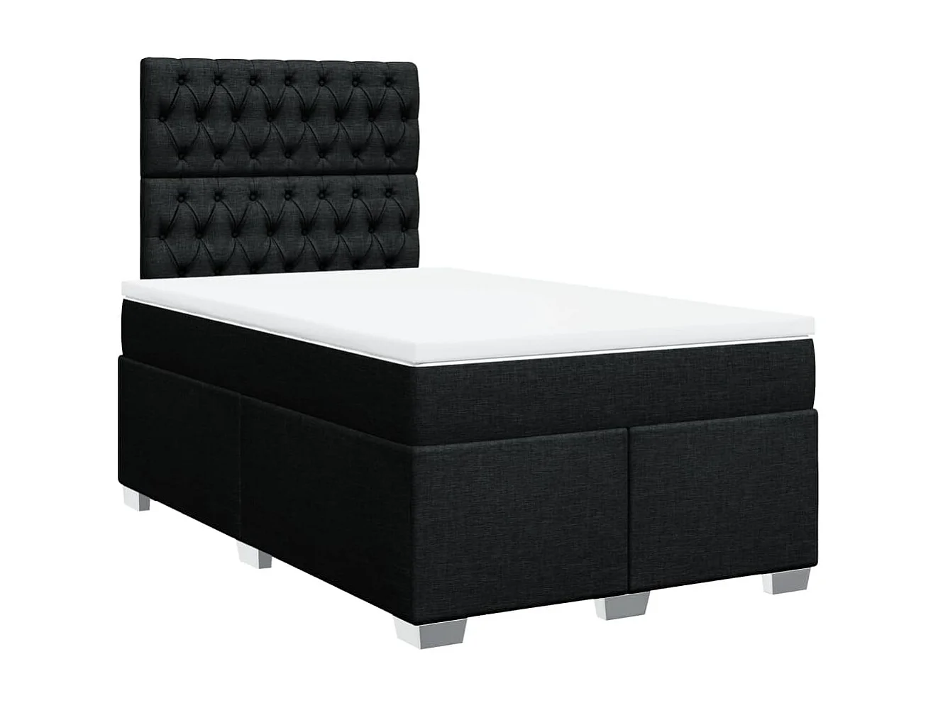 Sommier à lattes de lit avec matelas noir 120x190 cm tissu