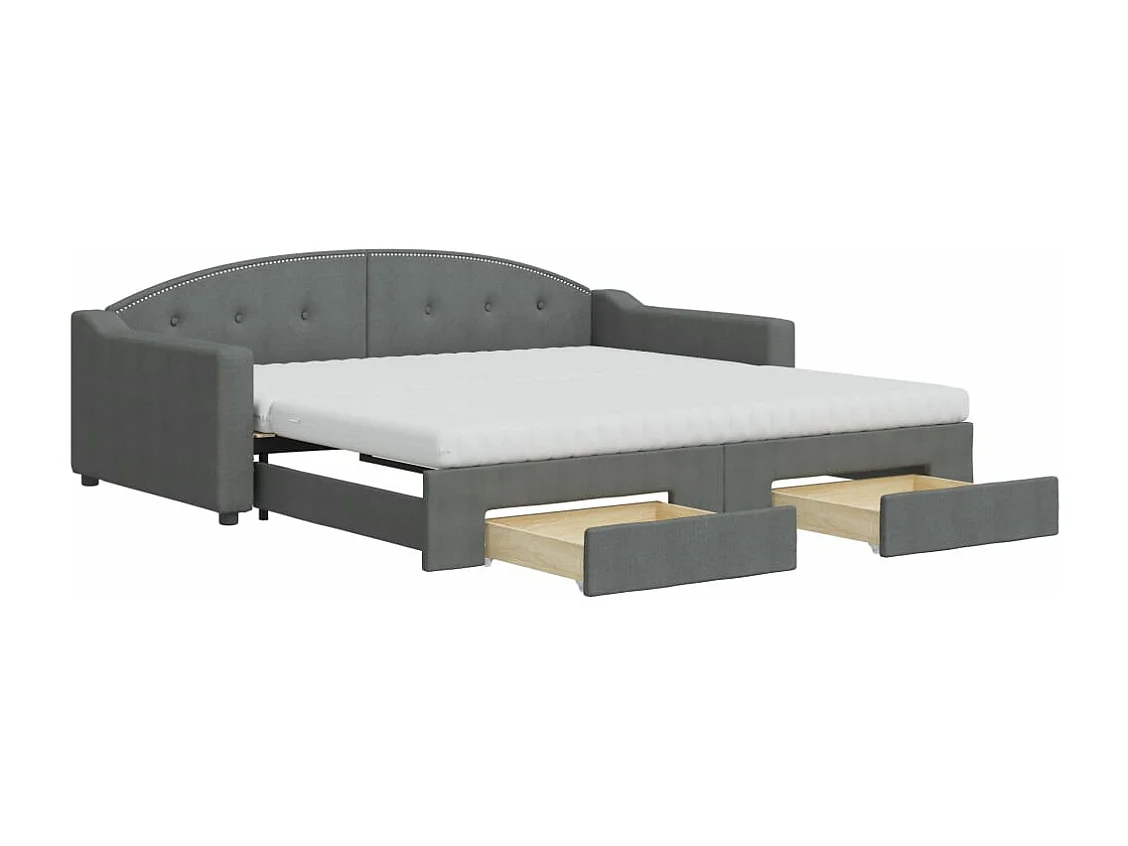 Tagesbett Ausziehbar mit Schubladen Dunkelgrau 100x200 cm Stoff