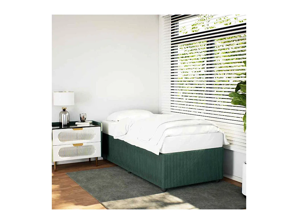 Cadre de lit sans matelas vert foncé 90x190 cm velours