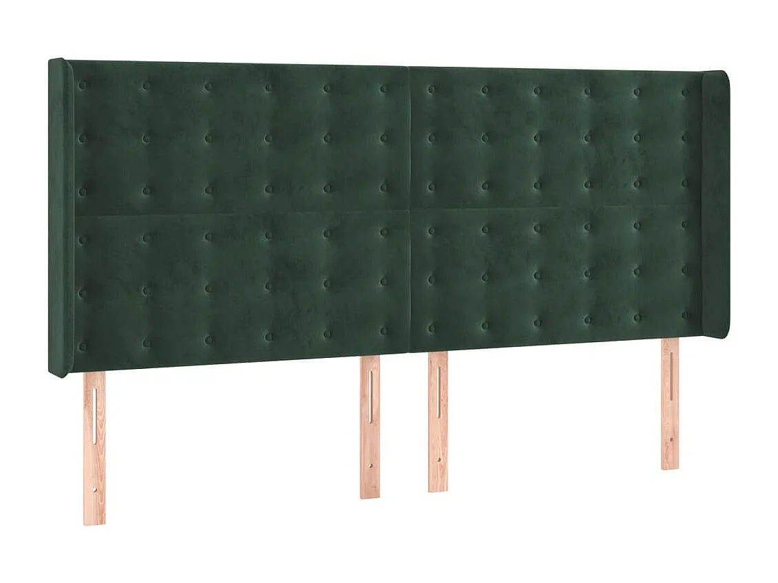 Cama box spring c/ colchão/LED 160x200 cm veludo verde-escuro