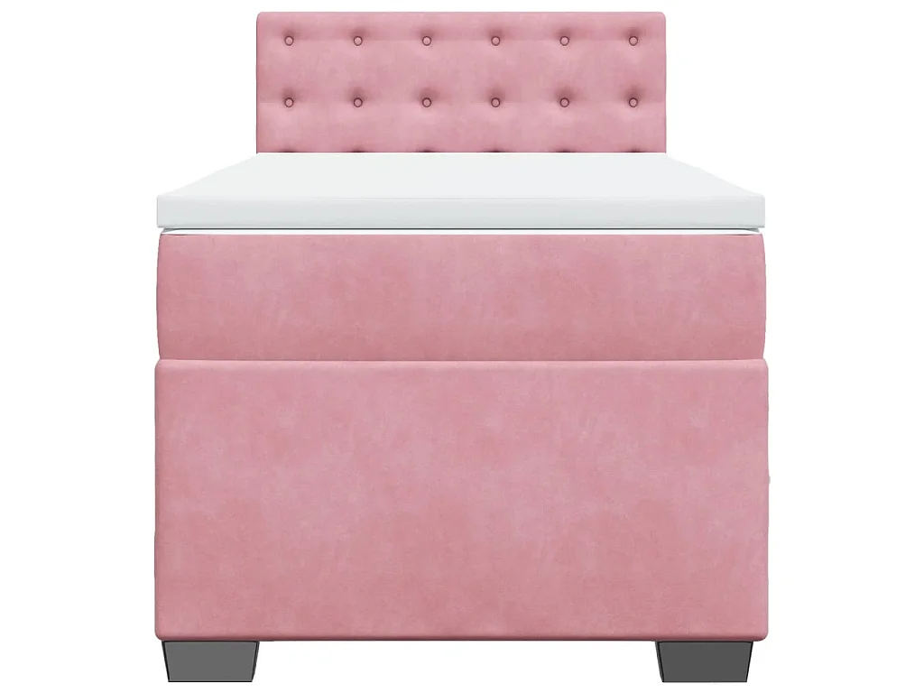 Cama box spring con colchón terciopelo rosa 80x200 cm