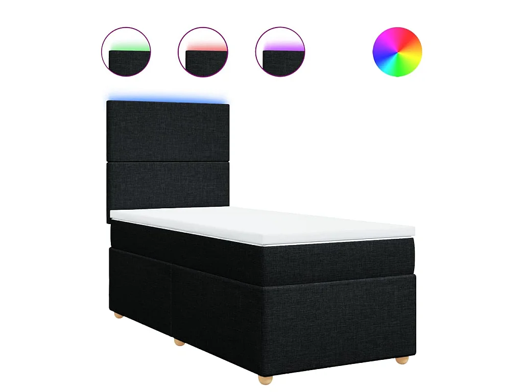 Boxspringbett mit Matratze Schwarz 100x200 cm Stoff