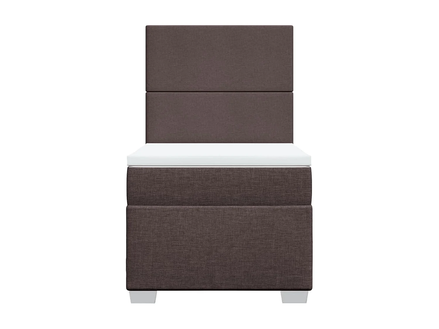 Cama box spring con colchón tela marrón oscuro 90x190 cm