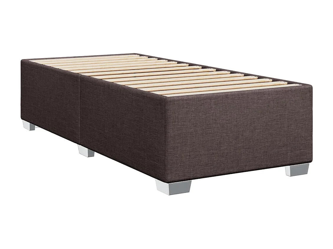 Cama box spring con colchón tela marrón oscuro 90x190 cm