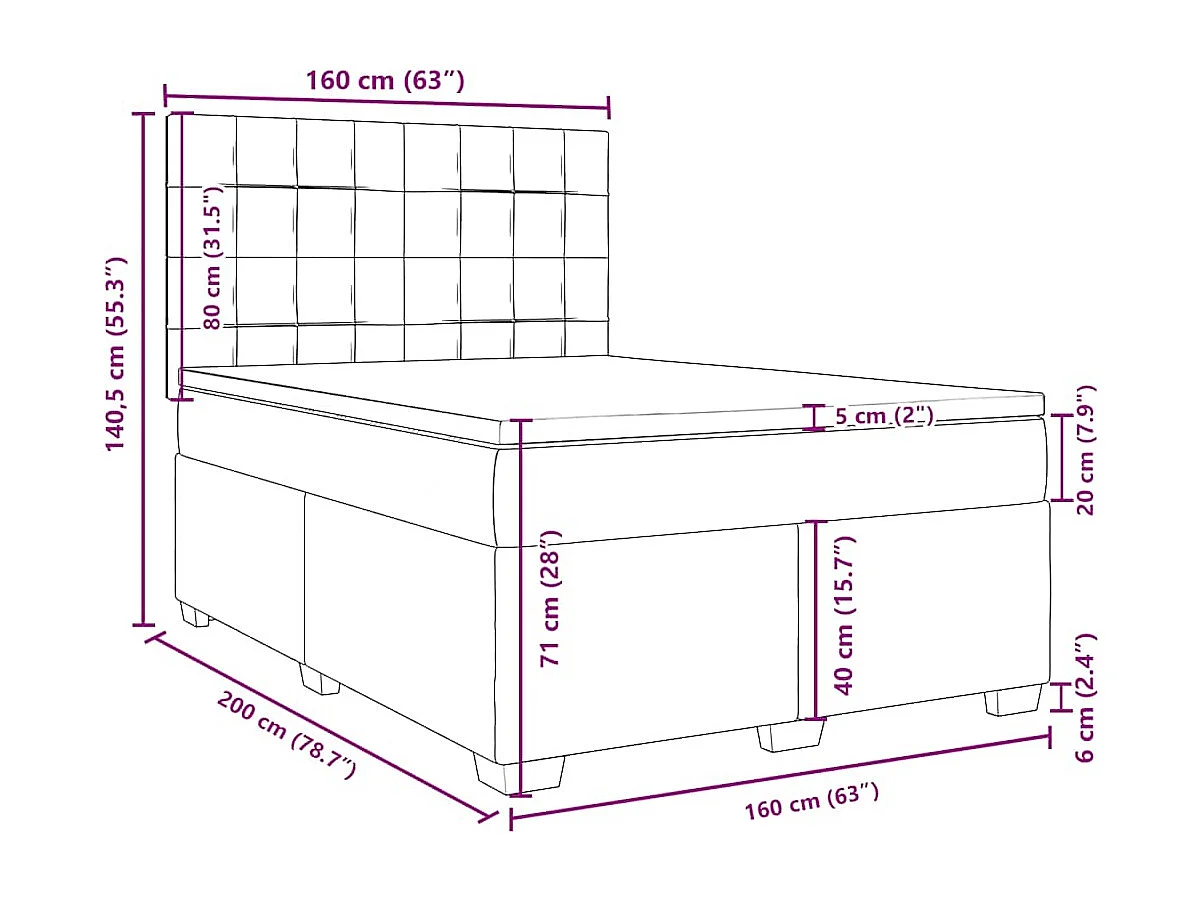 Sommier à lattes de lit et matelas Vert foncé 160x200cm Velours