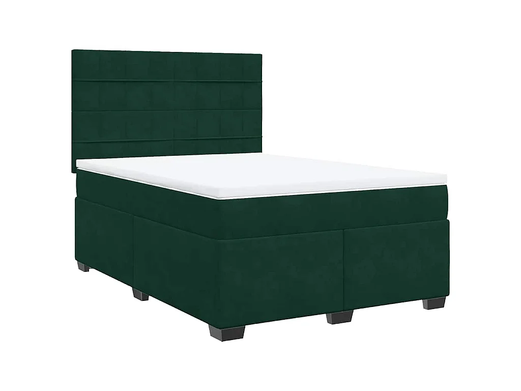 Cama com molas/colchão 160x200 cm veludo verde-escuro