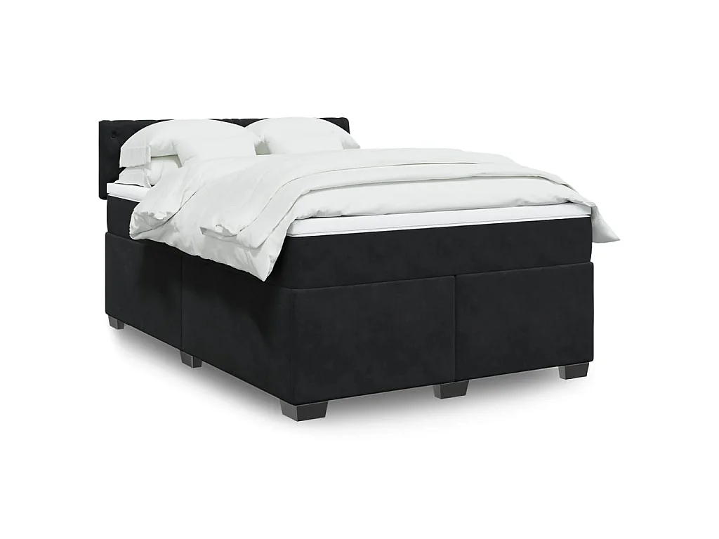 Boxspringbett mit Matratze Schwarz 140x190 cm Samt