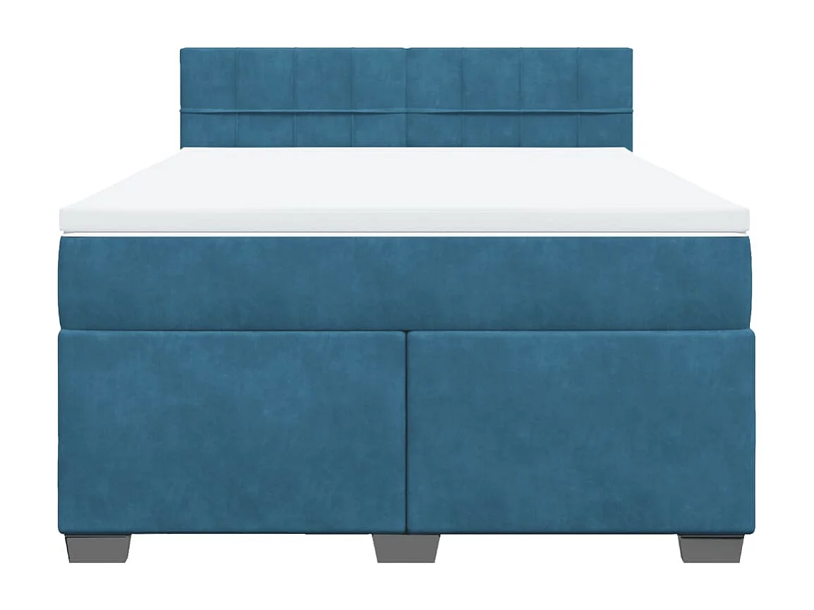 Giroletto a Molle con Materasso Blu 140x190 cm in Velluto