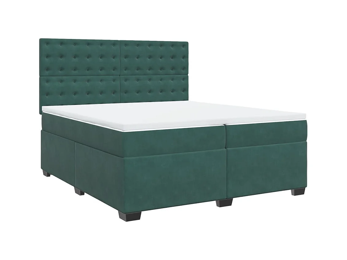 Sommier à lattes de lit et matelas Vert foncé 200x200cm Velours