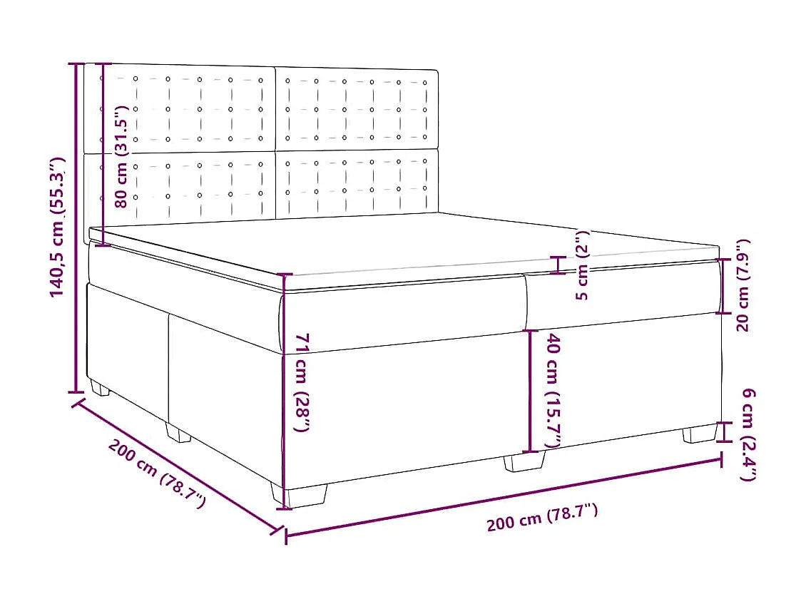 Sommier à lattes de lit et matelas Vert foncé 200x200cm Velours