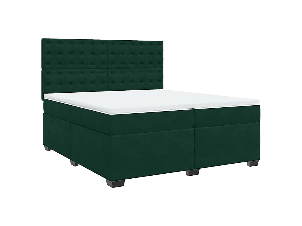 Boxspring met matras fluweel donkergroen 200x200 cm